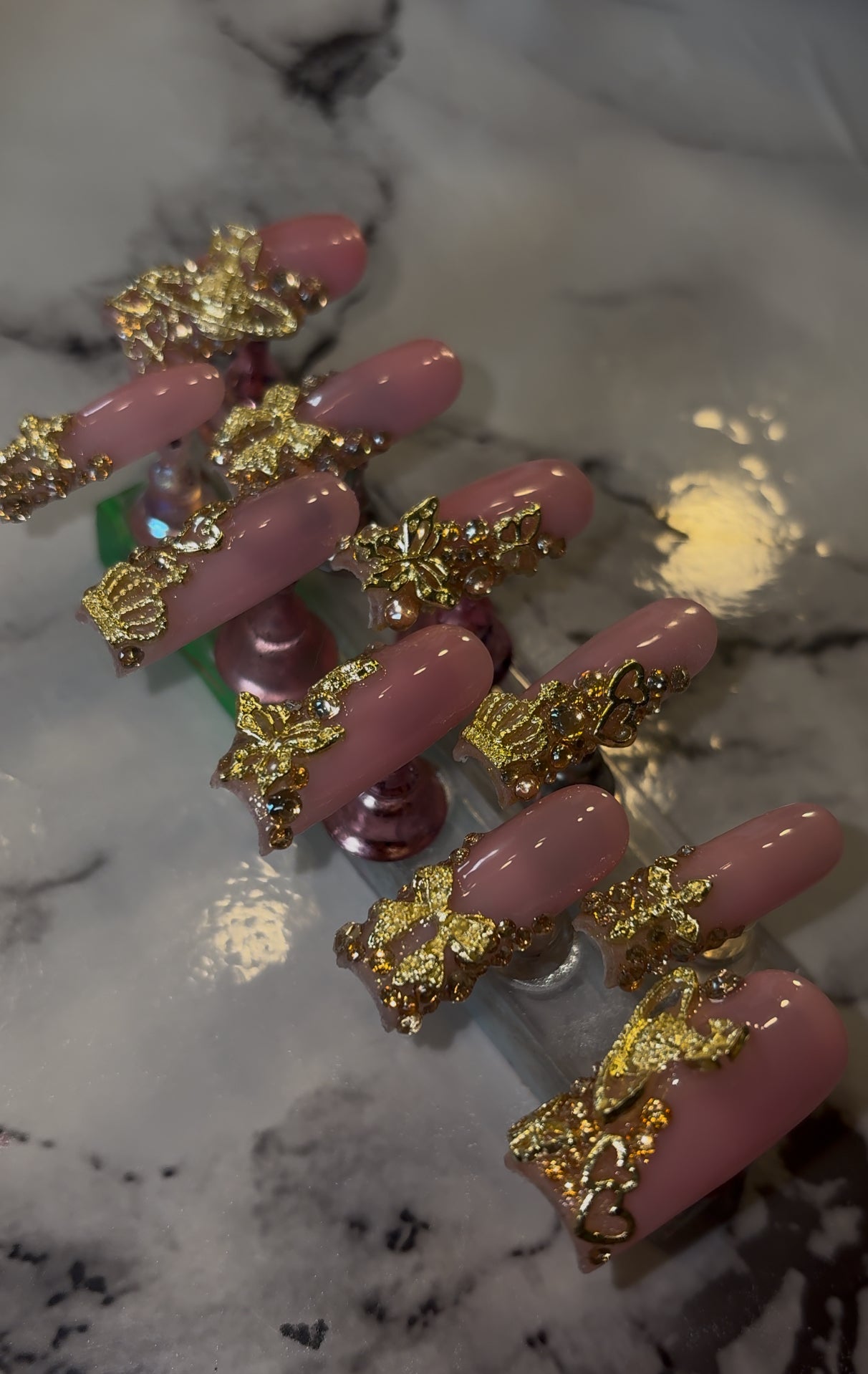 Gold Goddess Bling Nails