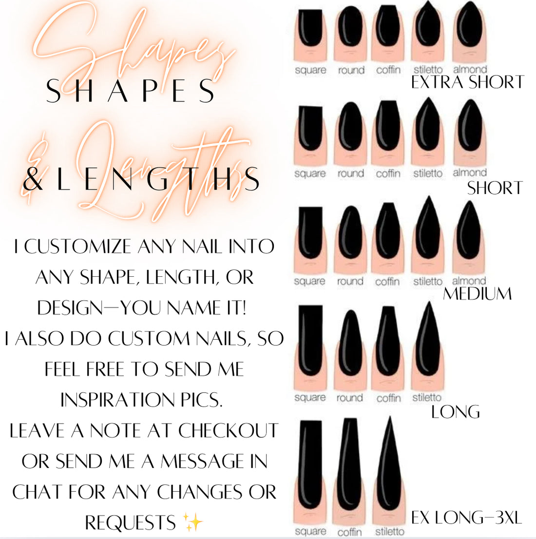 Press On Nail Lengths and Shapes